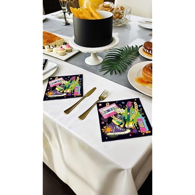 HIP HOP PARTY NAPKINS SET 40 PCS, DISPOSABLE PAPER LUNCHEON NAPKINS FOR HIP HOP THEME PARTY SUPPLIES, FUN & STYLISH DECORATIVE LUNCH NAPKINS FOR CELEBRATIONS - Image 2